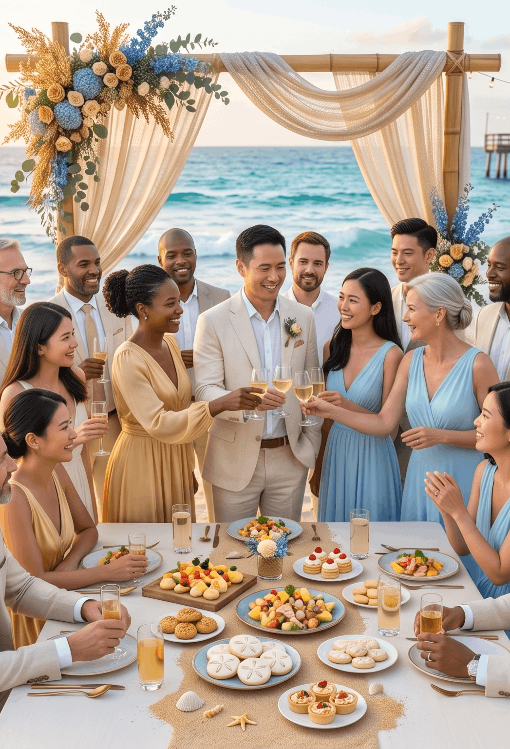 A catering business owner at an event
