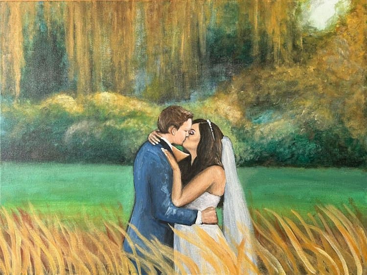 Canvas Live Wedding Painting (Gold)