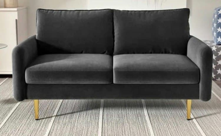 Black Modern Love Seat with Gold Legs