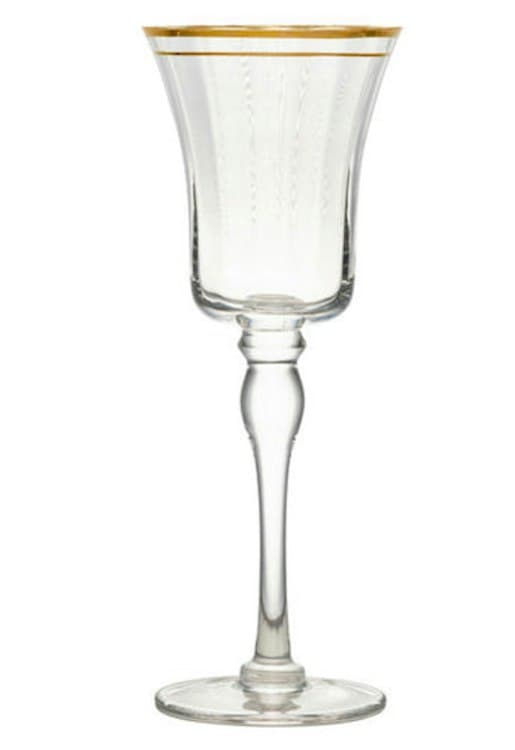Red Wine Glass Gold Rimmed- Kate Collection