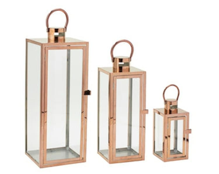 3 Piece Lantern Set Rose Gold