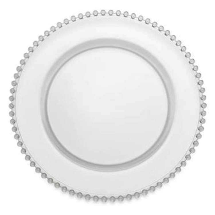Charger Plate - 13" Clear Glass Beaded