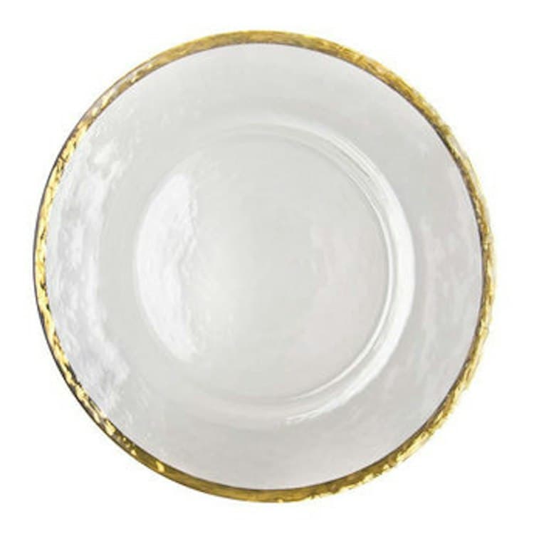 Charger Plate- 13” Glass Hammered Gold Rimmed