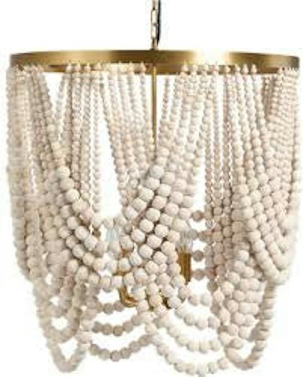 Chandelier White & Gold Beaded