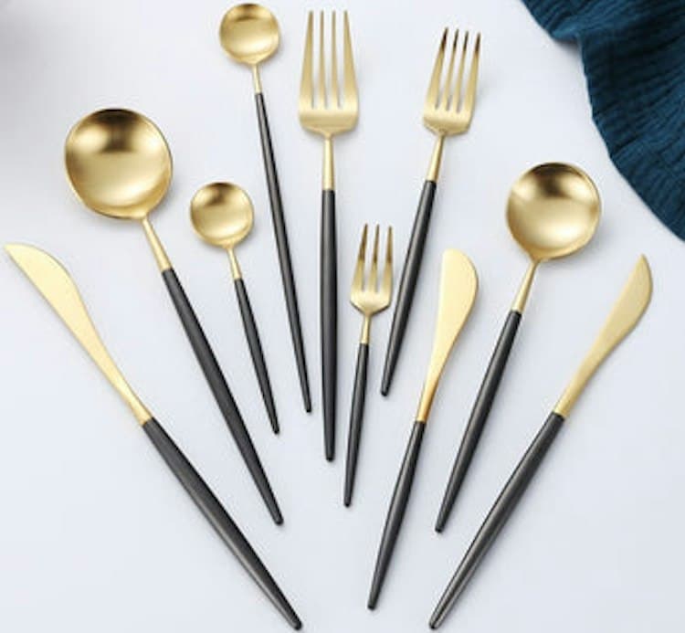 Gold & Black Stiletto Flatware - Per Piece