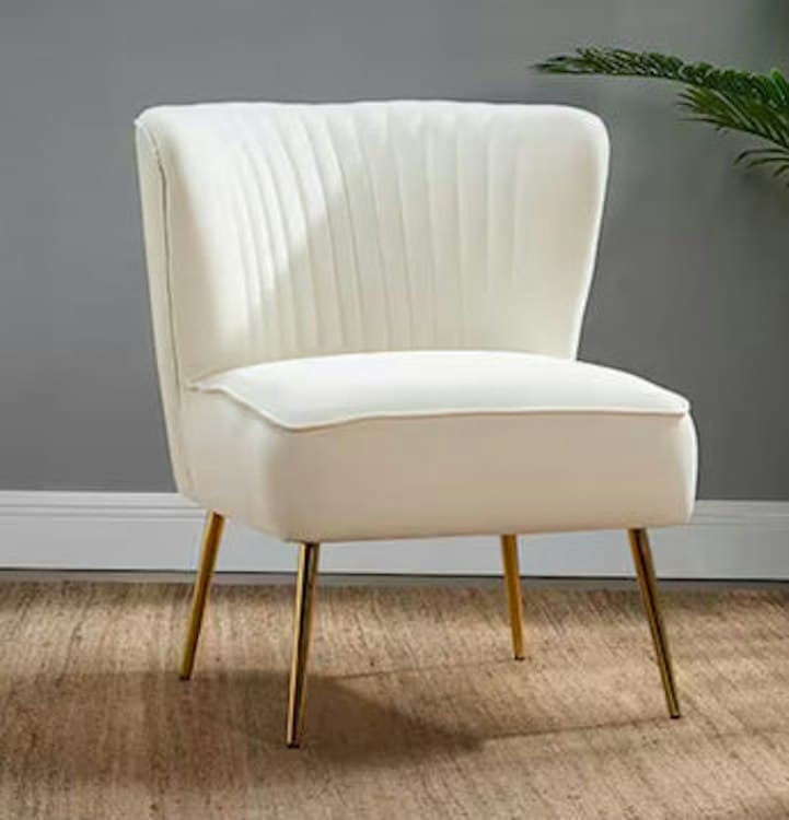 Accent Chair - Modern Ivory Velvet