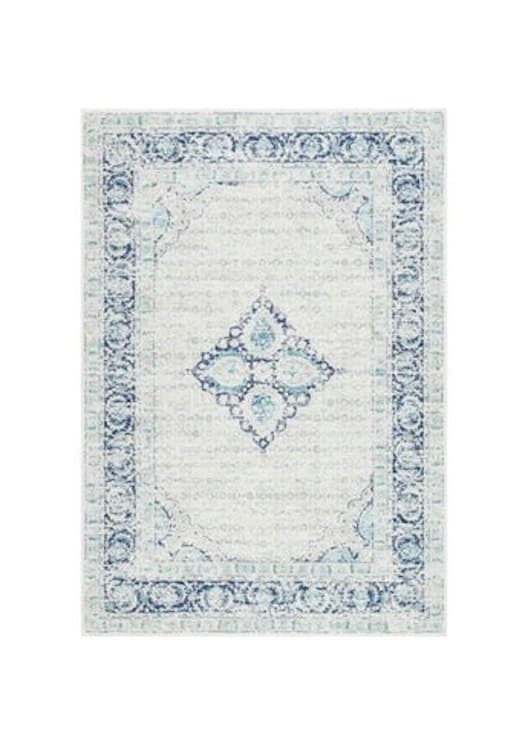 Area Rug- Light Blue Vintage Flower Medallion