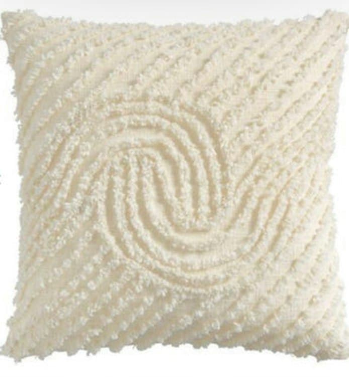 Throw Pillow - Ivory Embroidered Tufted Arch