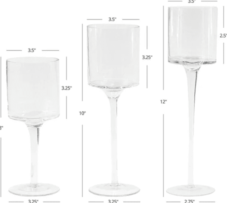 Long Stem Glass Candle Holder - Set of 3