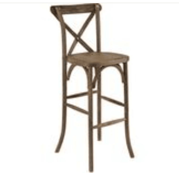 Dark Antique Wood Crossback Barstool