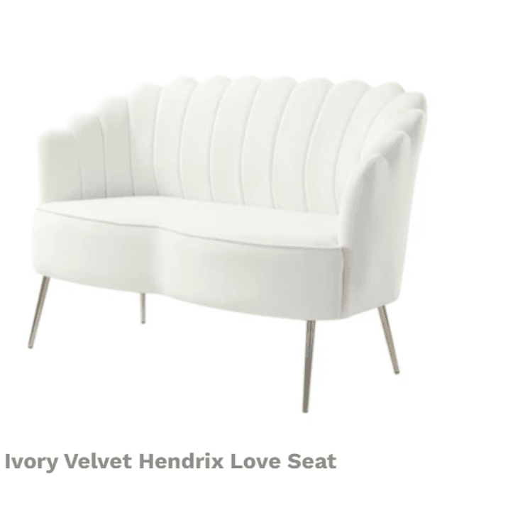 Ivory Velvet Hendrix Love Seat
