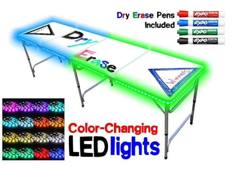 White Board LED Beer Pong Table