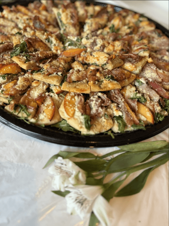 Appetizer -Prosciutto & Peach Flatbread Bites