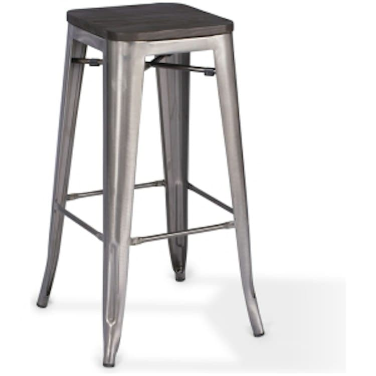 Gunmetal Wood Top Bar Stool