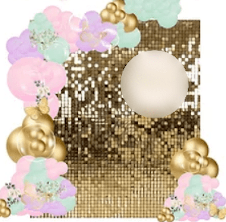 Sequin Wall with Balloon Garland