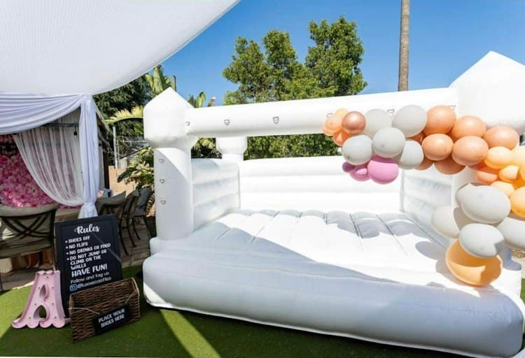 White Bounce Castle with Decoration Hooks