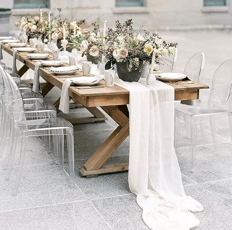 White Chiffon Table Runner