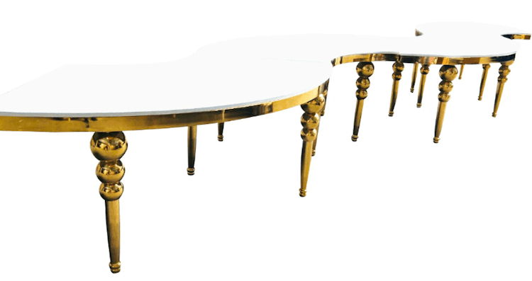 Dubai Serpentine Table White and Gold