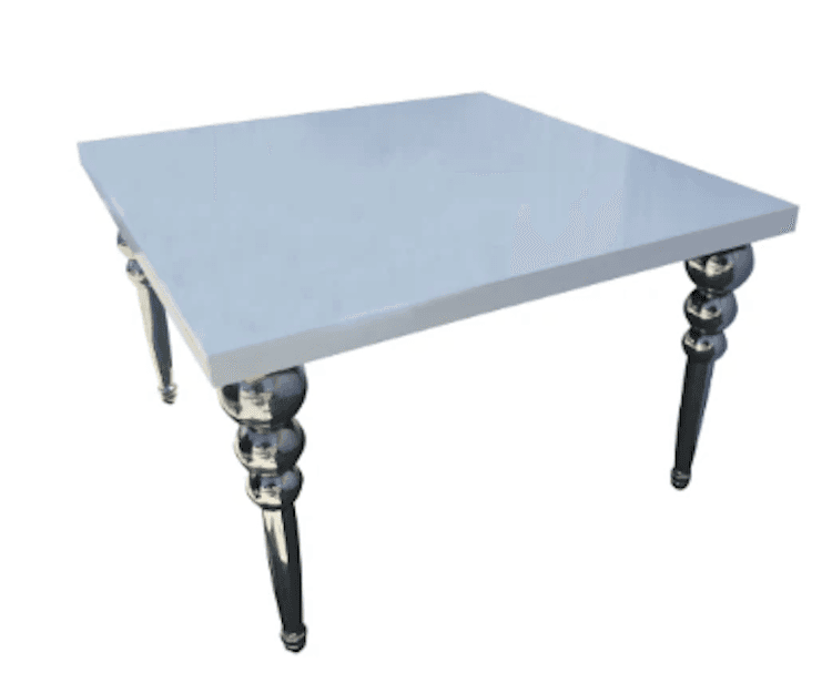 Hollywood Table White and Silver 4′